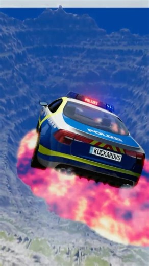 Polise car vs Giant Lava Pit – BeamNG.drive #beamng #shorts #beamngdrive #automobile #usa #vira