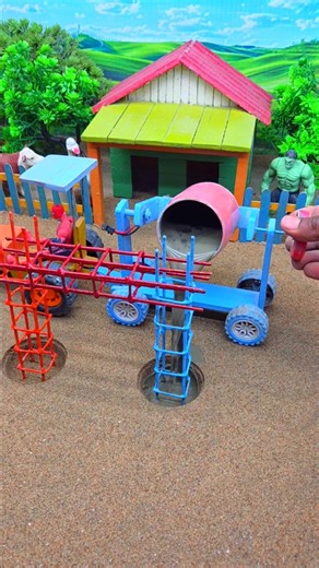 🚜 Amazing Mini Tractor Making Cement Pillar | DIY Real Working Construction Machine 😱 #shorts
