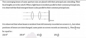 Two converging lenses of same aperture size are placed with the... | Filo