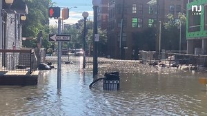 Streets near Paterson Avenue and Marshall Street in Hoboken were under water Thursday morning after historic rains that caused massive flooding throughout N.J. http://nj-ne.ws/b96gwrR | NJ.com