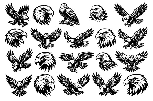 20 Eagle SVG Bundle - Bold Black Line Eagle Icons Flying and Perched Eagles Clipart | Cricut Silhouette Cut Files | Svg, Jpg, Eps, Dxf, Png - Etsy Canada