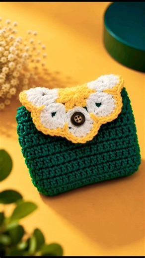 Crochet Cute Wallet DIY 🧵 #shorts #diy #yt #crochet #viral #pouch