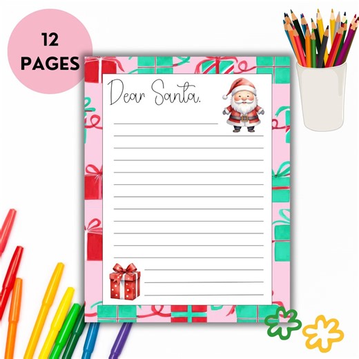 Letter to Santa Template Simple, Printable X-mas Wishlist, Dear Santa Mail, Holiday Fun for Kids Activity, Christmas Eve, Instant Download - Etsy