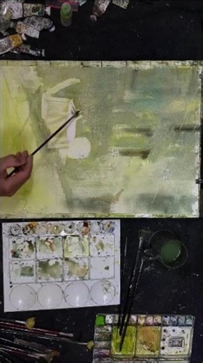 。Fan Brush Watercolor Landscapes。衣昕水彩。A Table for Two 二人时光 #watercolorpainting