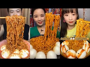 ASMR CHINESE FOOD MUKBANG EATING SHOW 매운라면과 계란 중국 먹방 쇼 리얼사운드 ราเมนรสเผ็ดและการกินไข่ 🌶
