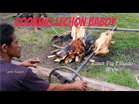 The cooking of Philippine Delicacy Lechon Baboy (roast pig)