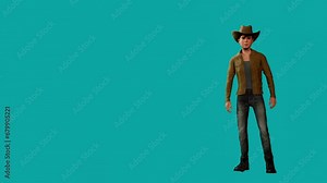 4K 3D Animation: Cowboy Idle Character