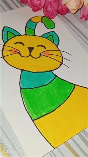 Cute cat drawing for beginners, easy drawing ideas