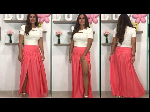 🌸 TUTORIAL COMO HACER UNA FALDA LARGA CON ABERTURAS 🌸