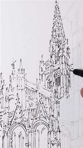 The Church of Saint-Maclou in Rouen in France. #architecturalsketching #sketch #drawingtechniques