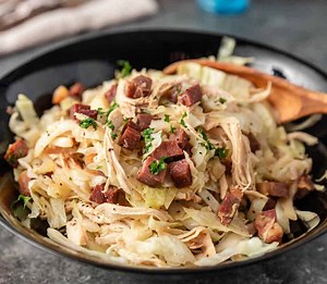 10K views · 106 reactions | Chicken and cabbage with crispy pancetta is a flavorful dinner with braised vegetables. Make this recipe for a quick and easy weeknight meal! https://keviniscooking.com/chicken-and-cabbage-braised/ | Kevin Is Cooking | Facebook