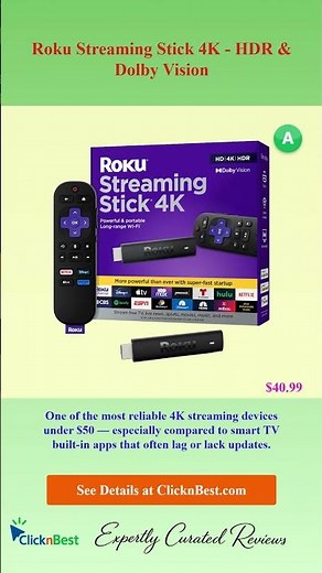 Roku Streaming Stick 4K - HDR & Dolby Vision