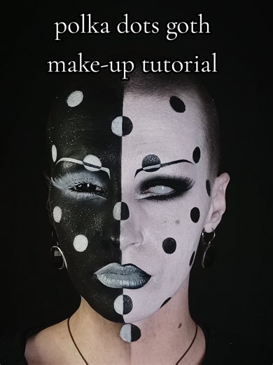 black and white looks are pure cinema ✨ will post a video focused more on the polka dots and the details work don't even worry 👀 #makeuptutorials #gothmakeup #blackandwhite #polkadot #moderngoth