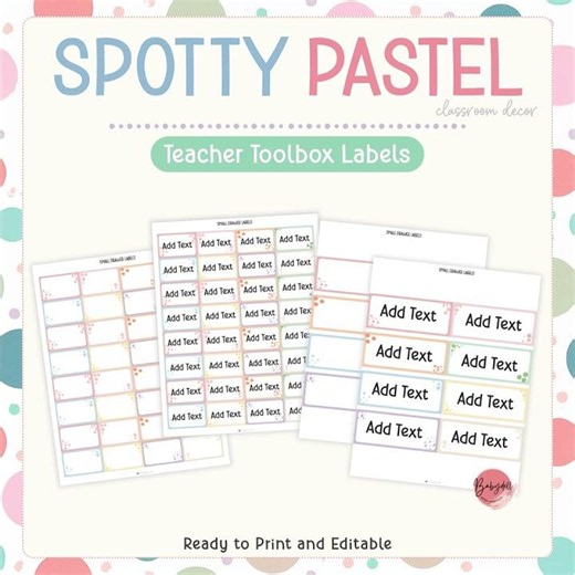 Spotty Pastel Teacher Toolbox Labels & Organization Tips