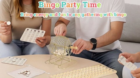 Extguds Wooden Bingo Game Set – Deluxe Bingo Kit with 7in Cage & Wooden Handle,400 Wood Bingo Chips, 15 Solid Wood Bingo Cards & Storage Bag, Master Board, 78 Bingo Balls for Large Groups, Parties