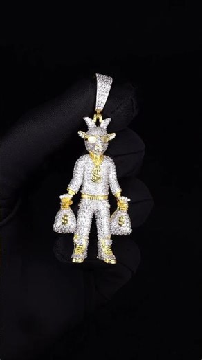 iced out money bag character pendant moissanite hip hop chain #moissanitejewelry #diamond