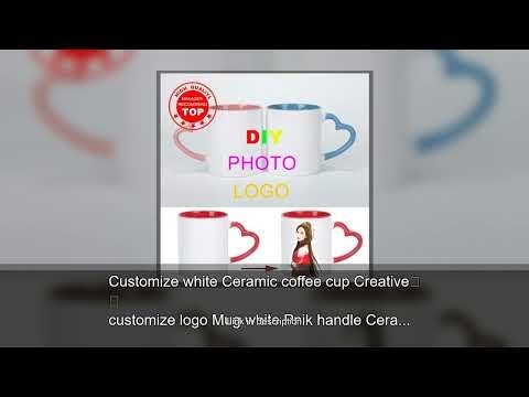 Customize white Ceramic coffee cup Creative customize logo Mug white Pnik handle Ceramic cups P