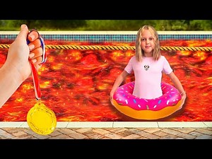 Défi amusant - Compétition en piscine 😅 Amelka vs ses amies adolescentes