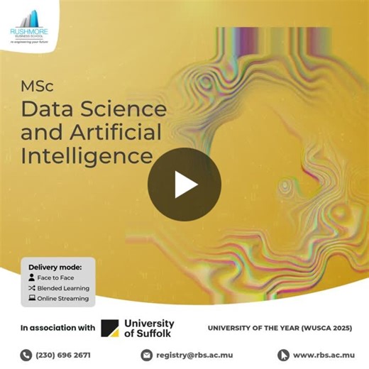 #artificialintelligence #datascience #computing #informationtechnologycourses #masters | Rushmore Business School (Mauritius)