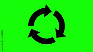 Loop animation of cycle diagram icon made of 3 arrows on chroma key background