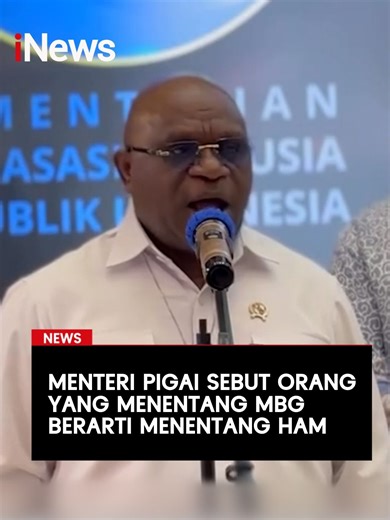 Menteri Hak Asasi Manusia (HAM) Natalius Pigai menilai pihak yang mempunyai keinginan meniadakan program makanan bergizi gratis (MBG) dan beberapa program lainnya merupakan orang yang menentang HAM.