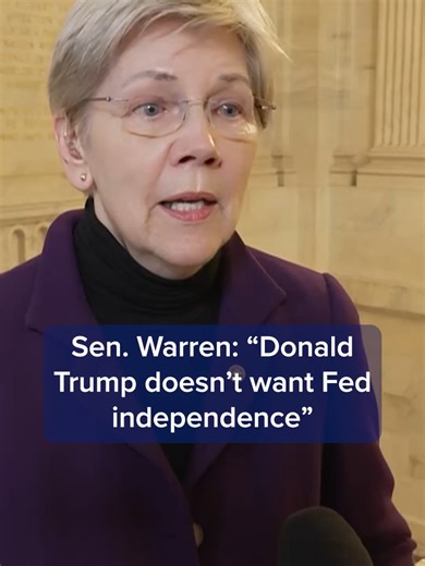 Sen. Elizabeth Warren discusses President Trump's nomination for a new chair of the Federal Reserve, Kevin Warsh, and its potential impact on Fed independence. Watch the full interview at the #linkinbio or the link on screen. #CNBC