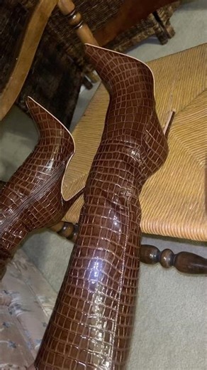 Gorgeous comfy ankle support brown embossed boots. Tiktok link in comment