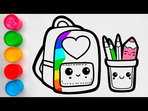 School Backpack Drawing, Coloring for Kids & Toddlers
