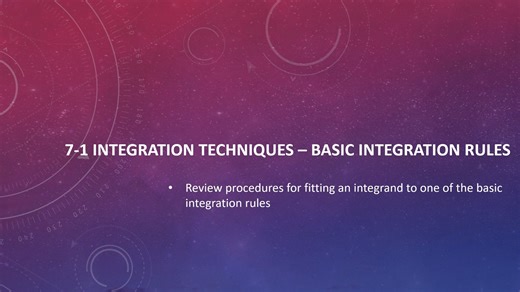 7-1 Integration Techniques - Basic Integration Rules