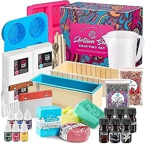 Soap Making Kit with Melt & Pour Base, Cutting Box, Molds, Fragrances - for Adults & Kids by Prime Creations.