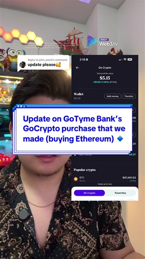 Ethereum Purchase Update via GoTyme Bank's GoCrypto