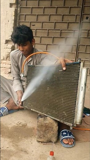 car ac condenser cleaning with fuel #shorts