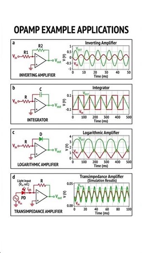 Opamp applications - amplifier, integrator, log amplifier and transimpledance amplifier