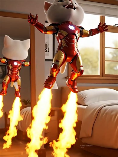 Superhero Child Saves Dad with Adorable Cat Sidekick