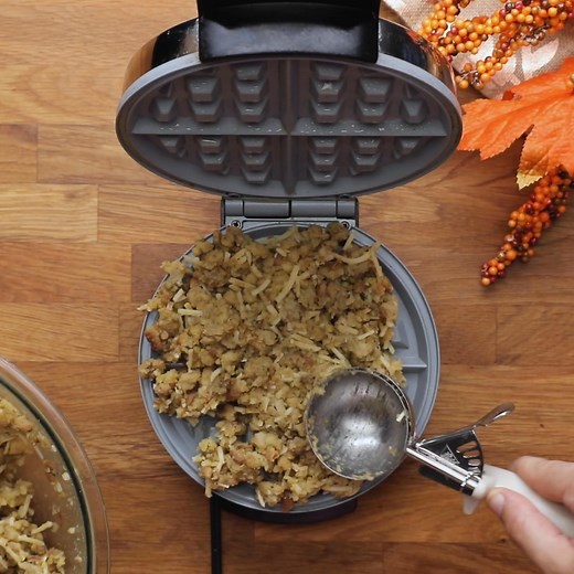 324 reactions · 118 shares | Transform your holiday leftovers into a scrumptious breakfast with these Leftover Stuffing Waffles and Gravy! | Tasty | Facebook