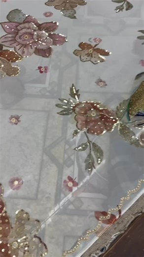 Hand-Painted Organza with Pearl Work for Custom Orders