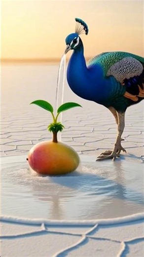 The peacock 🦚 saved the mango tree from drying up by watering it 😭 #ai #plants #save #water #soldier