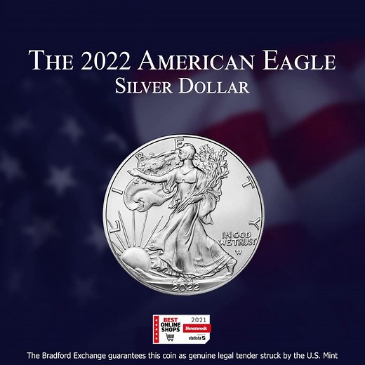 Claim the U.S. Mint 2022 American Silver Eagle at 85% off. Shop Now! https://bit.ly/3Hz33Ia | The Bradford Exchange