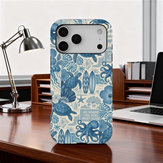 Coastal Sea Turtle iPhone Case, Beach Collage Design, Surf & Marine Life Art • Tough Protective Case, iPhone 17 16 15 14 13 12, Samsung S26 - Etsy