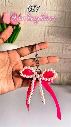 Marin Arts and Carfting on Instagram: "🎀 DIY Cute Bow Key chine idea 🎀#viral #diy #reels #handmade #keychain"