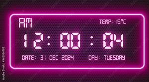 "Modern Digital Clock Display with Accurate Timekeeping - LED Clock Interface"