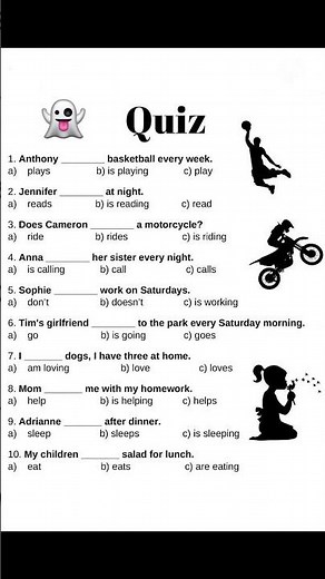 Simple Present Tense Quiz and Answers. #english #presenttense
