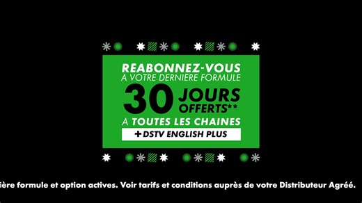 Bonne nouvelle ! En janvier, feti na feti, et ça n’en finit pas 🎉 Achetez le décodeur à 1 000 FCFA dès a formule Evasion, la parabole à 1 000 FCFA, et l’installation est OFFERTE. Déjà abonné CANAL ? Réabonnez-vous à votre formule habituelle et profitez de 30 jours offerts sur toutes les chaînes, y compris l’option DStv English Plus. | CANAL CONGO