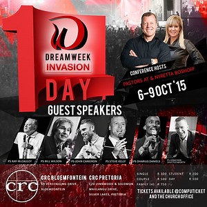 Yes its only 5 Days until this Life-Changing Conference begins!! Anointed and respected Guest Speakers from across the globe will speak into the lives of tens of thousands of visitors to the #Dreamweek #invasion Conference! Be sure to join the INVASION!! | CRC Church
