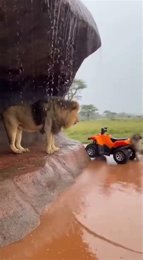 Baboon Crashes Toy ATV into Lions Den Prank