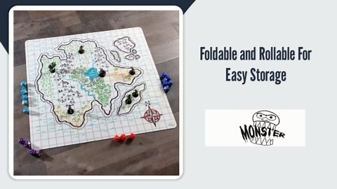 Double-Sided Role Playing RPG Game Mat- Reversible Silicone Battle Matte Grid w Hexes and Squares- XL 20"x20"-Foldable, Rollable, Wet Eraseable - Made for D&D Dungeons Dragons, Pathfinder and More