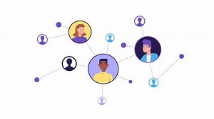 social network, contacts concept animation. Connected people avatars. networking, social media. 2d cartoon style animated stock video. global communication, Smart technology