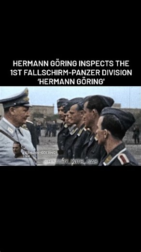 Reich Historia on Instagram: "Hermann Göring inspects troops of the 1st Fallschirm-Panzer-Division ‘Hermann Göring’, an elite Luftwaffe armored formation named in his honor. The unit traced its origins to a police battalion formed in 1933, later expanded into the Regiment General Göring and subsequently the Fallschirm-Panzer-Division 1 ‘Hermann Göring’ in 1944. Initially composed of air force ground and paratroop personnel, it was reorganized into a full armored division equipped with Panzer IVs