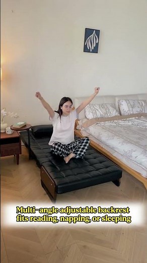 Multi-Angle Leather Foldable Sofa Bed | Space Saving Convertible Daybed For Bedrooms