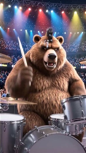 big bear drumming in a stadium event #youtubeshorts #drummer #brainybear